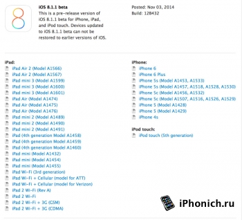 Скачать прошивку iOS 8.1.1 beta