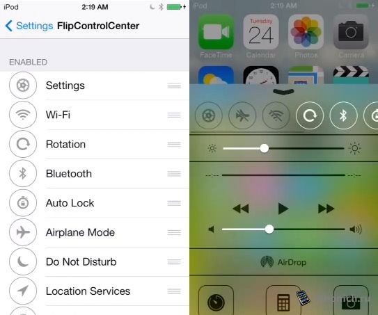 Твик FlipControlCenter - настройка "Пункта управления" на iOS 9