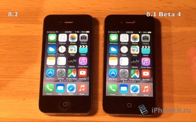 Сравнение быстродействия iOS 8.2 и iOS 8.3 beta 4 на iPhone 4S и iPhone 5