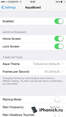 Твик AquaBoard - живые обои для iPhone (iOS 8.4)