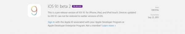 Скачать iOS 9.1 beta 2