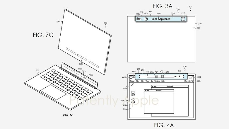 Будущий гибридный планшет Apple может использовать функции Mac OS после подключения к клавиатуре. / © Патент Apple