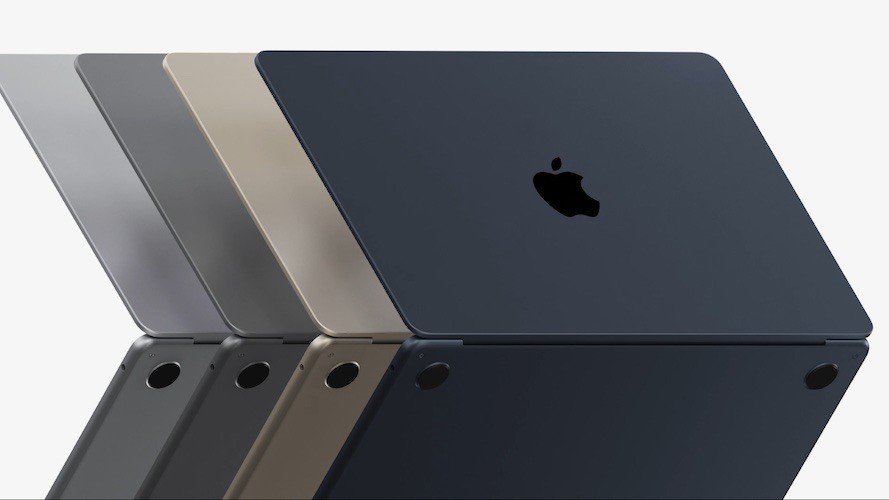MacBook Air, выпущенный в 2022 году, предлагается в четырех цветовых оттенках.