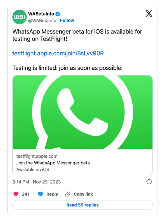 Как установить WhatsApp beta на iPad