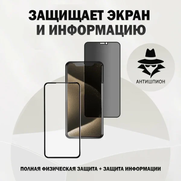 Защитное стекло антишпион для iPhone 15, приватное стекло, Стеклофф