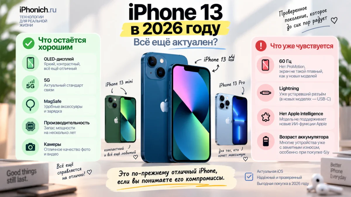 Стоит ли покупать старый iPhone в 2026 году: какие модели ещё актуальны 3 iPhone 13 в 2026 году