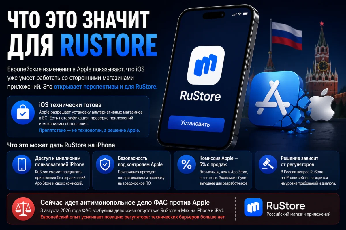 Apple меняет App Store: новые комиссии, сторонние магазины и RuStore на iPhone 5 Что это значит для RuStore