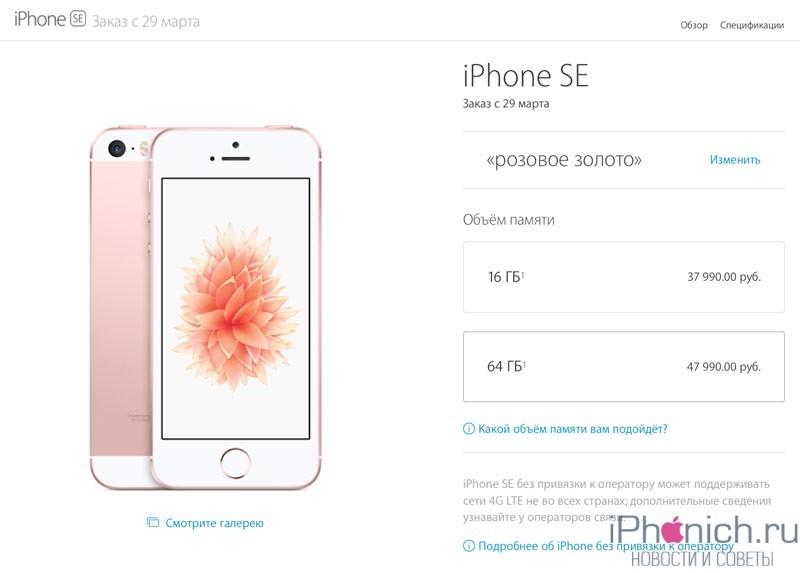 iPhone SE официальная цена